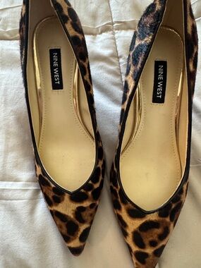 Nine West Leopard-Print Pointed-Toe Heels - Brown/Black